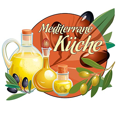 Wandtattoo Küche Mediterrane Küche mit Öl und Oliven Küchentattoo für Wand und Schränke farbiges Wandsticker selbstklebend (37x30cm) von GRAZDesign