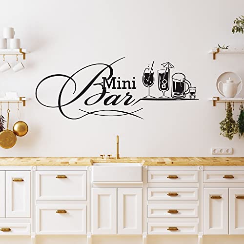 GRAZDesign Wandtattoo Küche Mini Bar mit Gläser | Küchenaufkleber selbstklebend - 79x30cm / 070 schwarz von GRAZDesign