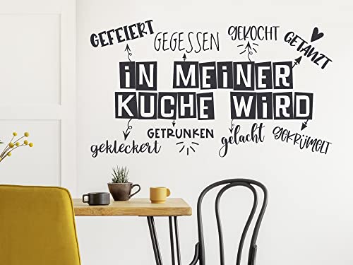 GRAZDesign Wandtattoo Spruch in meiner Küche wird gekocht | Küchenaufkleber selbstklebend - 100x57cm / 070 schwarz von GRAZDesign