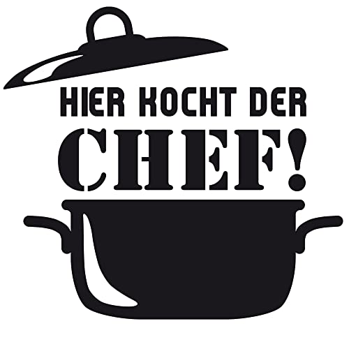 GRAZDesign Wandtattoo Küche Hier kocht der Chef Spruch | Küchenaufkleber selbstklebend - 33x30cm / 030 dunkelrot von GRAZDesign