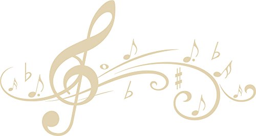 GRAZDesign Wandtattoo Musik Wohnzimmer Jugendzimmer Musikraum | Wandaufkleber Notenschlüßel - 75x40cm / 082 beige von GRAZDesign