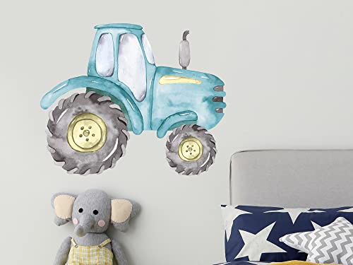 GRAZDesign Wandtattoo Traktor Trecker Kinderzimmer Junge, Wandaufkeber Kinderzimmer Deko Bilder Bauernhof Babyzimmer (49x40cm, Türkis) von GRAZDesign