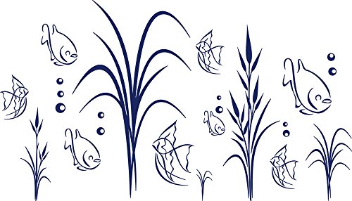 GRAZDesign Wandtattoo Bad Meer mit Fische | Aufkleber für Badezimmer | wasserfest - 70x40cm / 049 königsblau von GRAZDesign