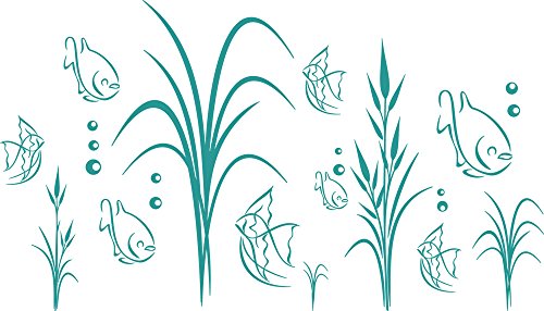 GRAZDesign Wandtattoo Bad Meer mit Fische | Aufkleber für Badezimmer | wasserfest - 70x40cm / 054 türkis von GRAZDesign