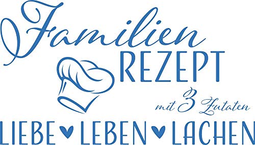 GRAZDesign Wandtattoo Wohnzimmer Familie Familienrezept mit 3 Zutaten, Lustig Sprüche Flur, Küche, Wandaufkleber selbstklebend, Wandsticker modern, 100x57cm, 053 hellblau von GRAZDesign