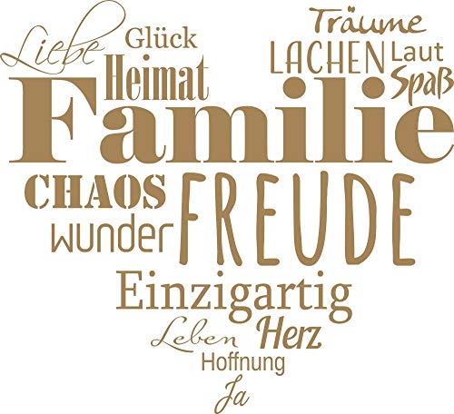 GRAZDesign Wandtattoo Familie mit Herz Wohnzimmer Flur Diele selbstklebend - 33x30cm / 081 hellbraun von GRAZDesign