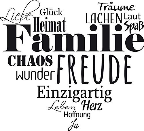 GRAZDesign Wandtattoo Familie mit Herz Wohnzimmer Flur Diele selbstklebend - 44x40cm / 070 schwarz von GRAZDesign