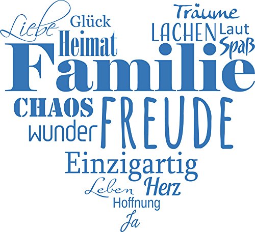 GRAZDesign Wandtattoo Familie mit Herz Wohnzimmer Flur Diele selbstklebend - 55x50cm / 053 hellblau von GRAZDesign