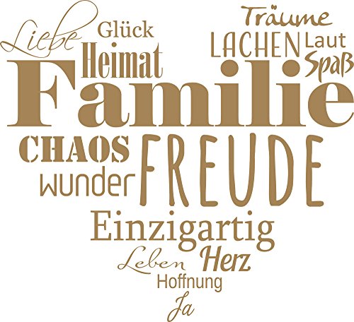 GRAZDesign Wandtattoo Familie mit Herz Wohnzimmer Flur Diele selbstklebend - 55x50cm / 081 hellbraun von GRAZDesign