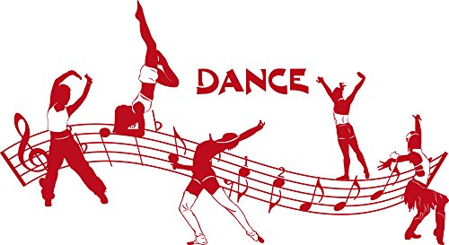 GRAZDesign Wandtattoo Dance Tänzer Tanzen mit Noten Musik Wohnzimmer Musikraum - 92x50cm / 031 rot von GRAZDesign