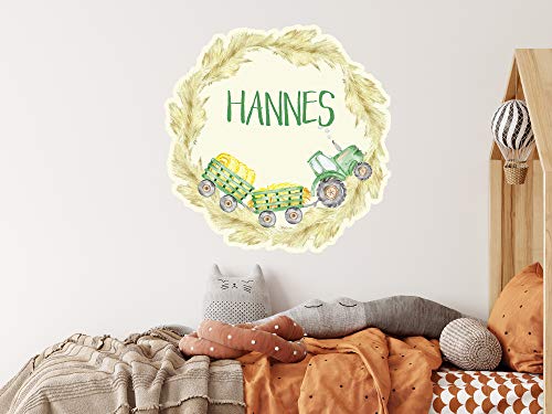 GRAZDesign Wandtattoo Traktor mit Namen personalisiert, Wandsticker Wandaufkleber Babyzimmer Kinderzimmer für Jungen, Türaufkleber, Motiv Trecker / 40x40cm von GRAZDesign