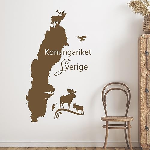 GRAZDesign Wandtattooo Schweden Landkarte Konungariket Sverige Wohnzimmer Büro Wandaufkleber - 99x57cm / 070 schwarz von GRAZDesign