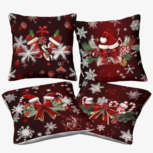 GRBASNDOU Set Von 4 Weihnachtskissen 45x45cm Dekorative Kissenbezüge Aus Polyester Für Weihnachtsdekoration Und Wohnbereich Christmas Decorations GRBASNDOU Set Von 4 Weihnachtskissen 45x45cm Dekorative Kissenbezüge Aus Polyester Für Weihnachtsdekoration Und Wohnbereich Christmas Decorations von GRBASNDOU