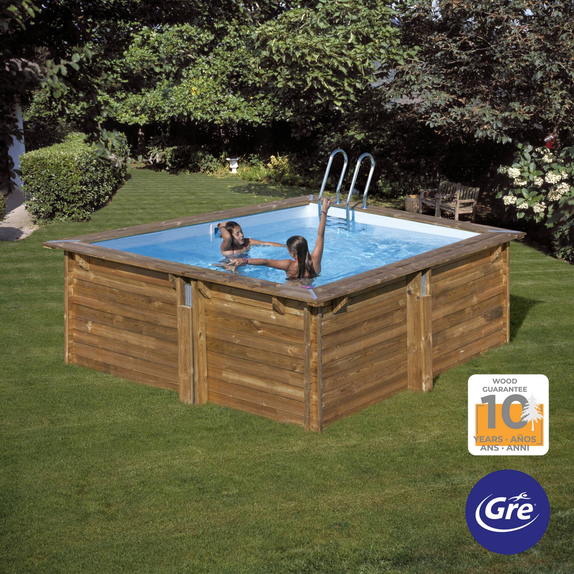 GRE Holzpool 'Carra 3' 305 x 305 x 119 cm mit Sicherheitsleiter und Sandfilter GRE Holzpool 'Carra 3' 305 x 305 x 119 cm mit Sicherheitsleiter und Sandfilter von GRE