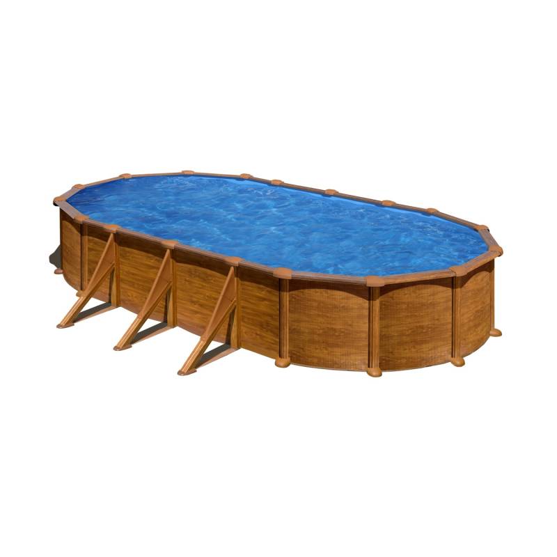 Gre Pool Mauritius Oval mit Holzoptik 500 cm x 300 cm x 132 cm Holzfarben von GRE