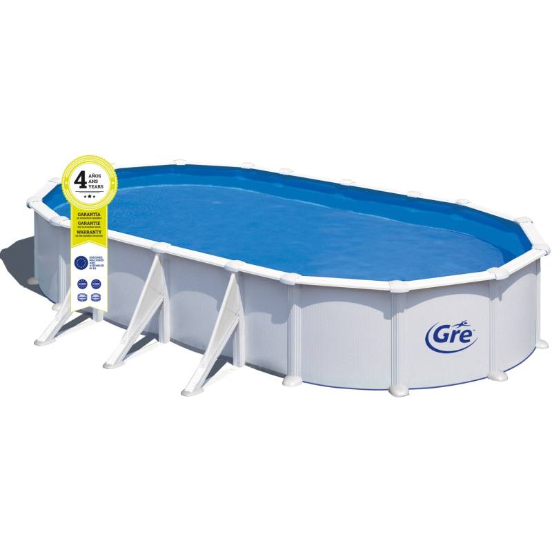 Gre Stahlwand-Pool Atlantis 730 cm x 375 cm x 132 cm Oval Weiß von GRE