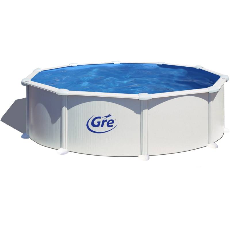 Gre Stahlwand-Pool Atlantis Ø 460 cm x 132 cm Rund Weiß von GRE