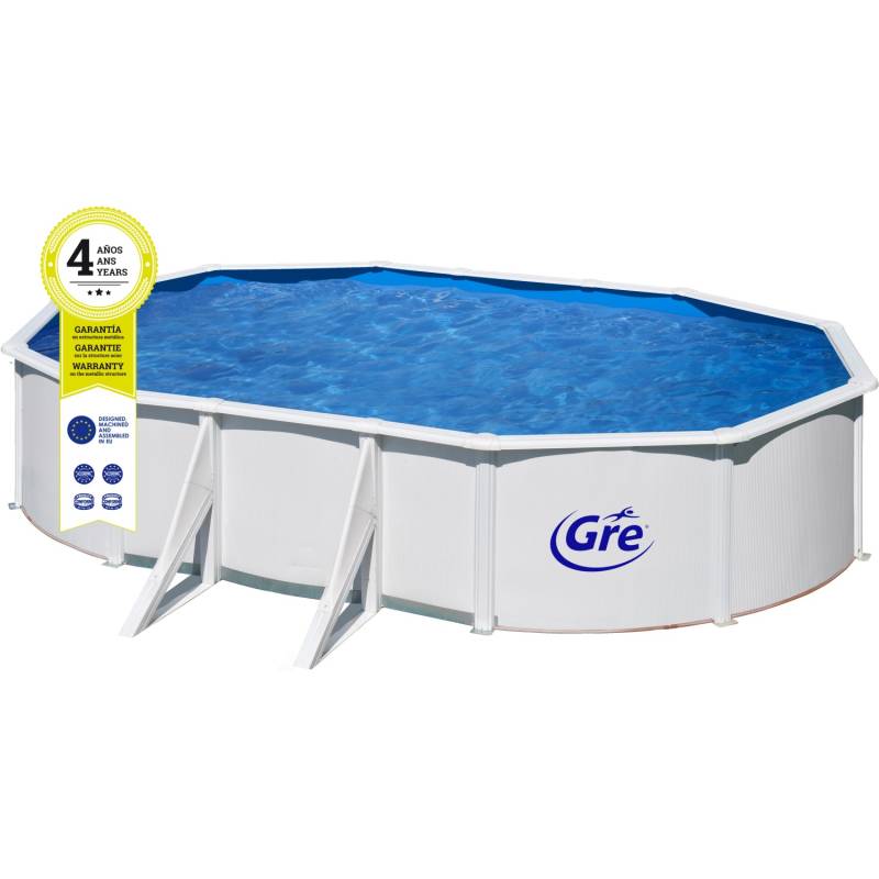 Gre Stahlwand-Pool Fidji 610 cm x 375 cm x 120 cm Oval Weiß von GRE
