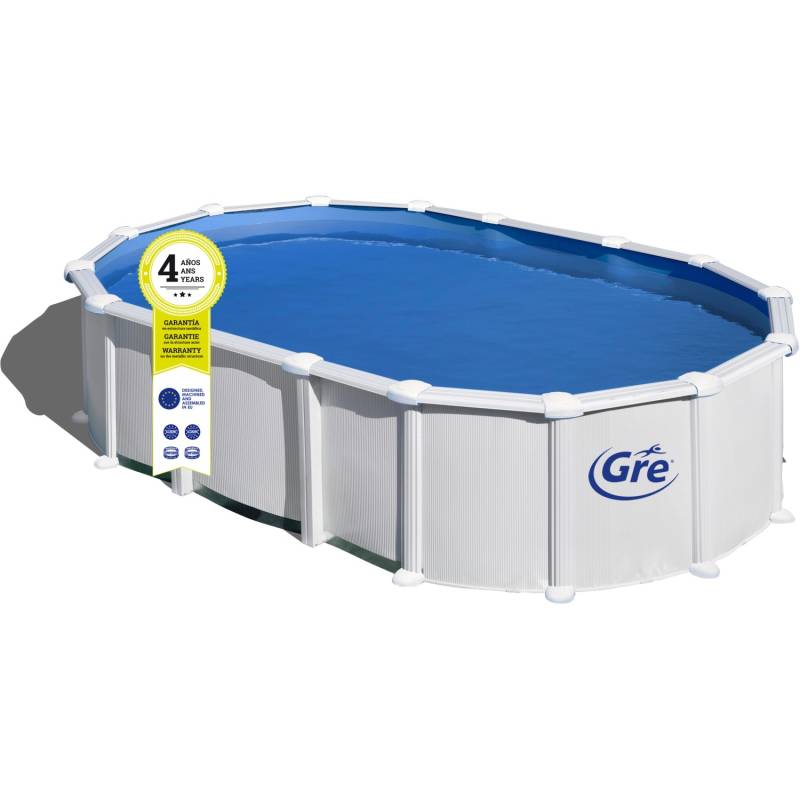 Gre Stahlwand-Pool Haiti 610 cm x 375 cm x 132 cm Omega-System Oval Weiß von GRE