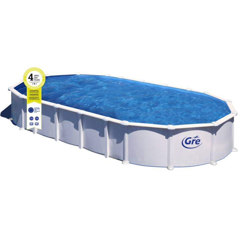 Gre Stahlwand-Pool Haiti 915 cm x 470 cm x 132 cm Omega-System Oval Weiß von GRE