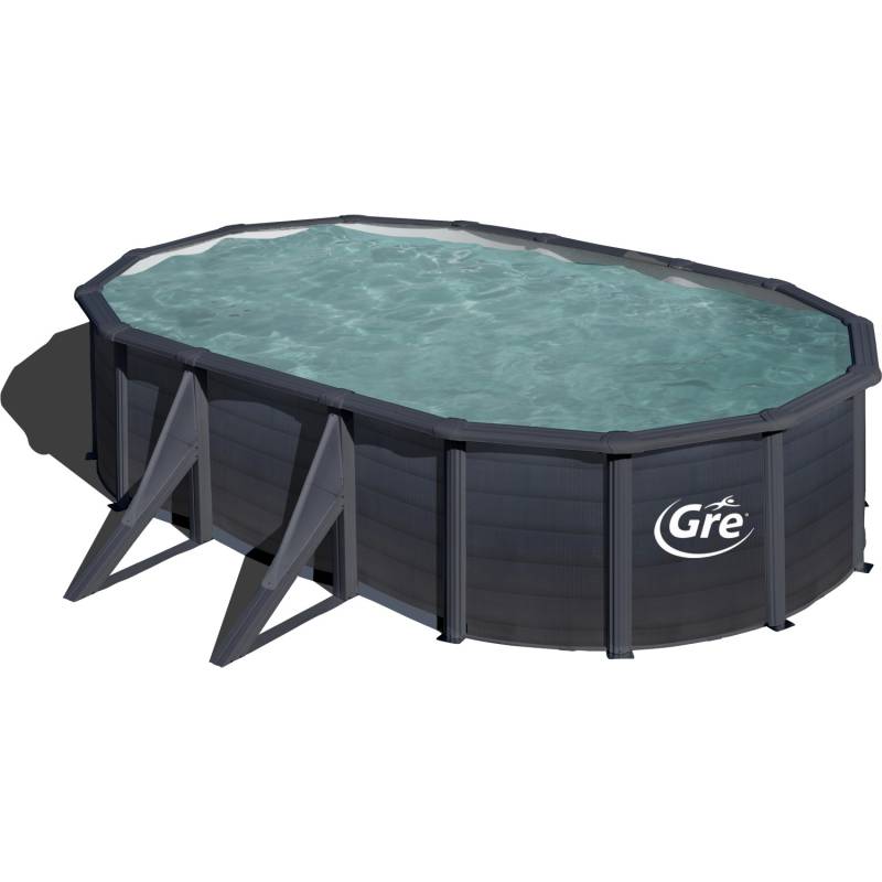 Gre Stahlwand-Pool Kea 500 cm x 300 cm x 120 cm Oval Graphit von GRE