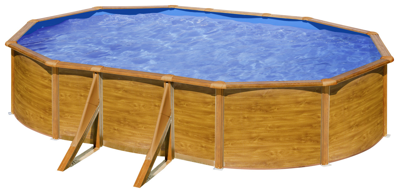 Gre Stahlwandpool Pacific oval 610 x 375 x 120 cm Holzdekor von GRE