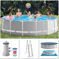Intex 26726 Swimming Pool Frame Prism Ø457x122cm Pumpe Leiter Boden-Abdeckplane von GRE