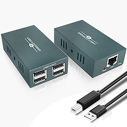 GREATHTEK USB 2.0 Extender, USB over Ethernet Cat 5e/6/7 up to 50m/165ft, 4 Hubs USB Extender Rj45, USB über Ethernet Unterstützung Windows/MacOS/Linux etc von GREATHTEK