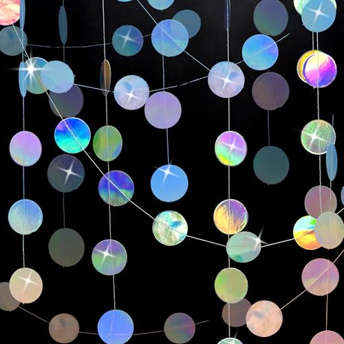 Girlande Papier Irisierende 4 Stück - 52Ft Hängenden Garland Circle Dots Party Deko für Meerjungfrau Unterwasserwelt Baby Shower Geburtstag Kindergeburtstag Party von GREATRIL