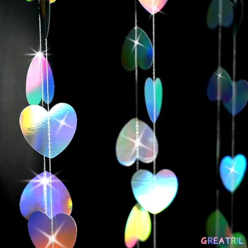 Girlande Papier Irisierende 4 Stück - 8M Herzen Party Girlanden Hängende Deko für Hochzeit Braut JGA Valentinstag Geburtstag Party von GREATRIL