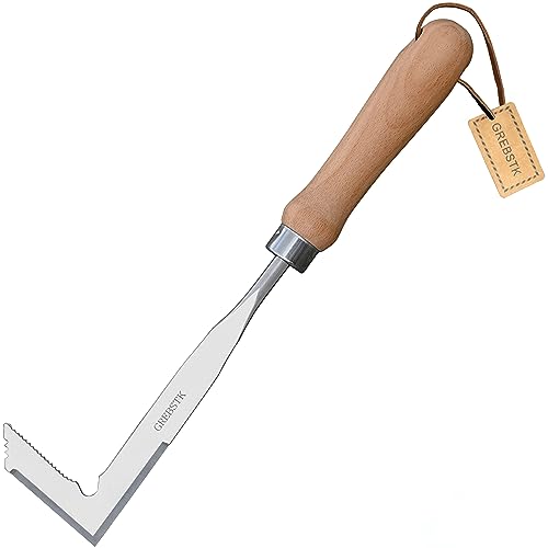 GREBSTK Crack Weeder Spalt Unkraut Werkzeug Edelstahl Manuelle Unkraut Buche Griff Gartenwerkzeug 33cm von GREBSTK