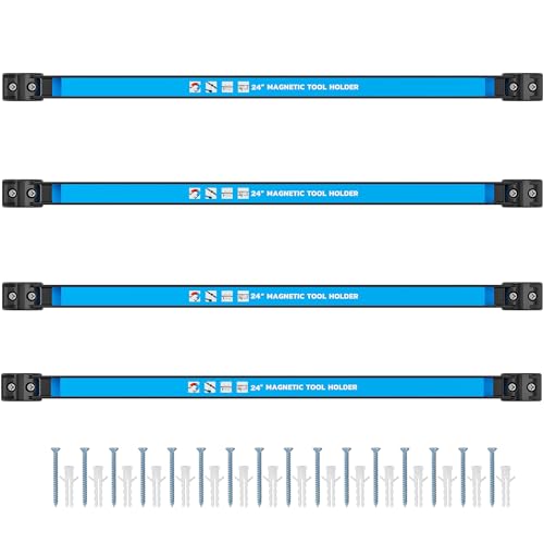 GREBSTK 60cm Magnetische Werkzeughalterleiste Schwere Duty Magnetleiste Metall-Werkzeugorganizer-Rack mit Montageschrauben, 4 STÜCK von GREBSTK