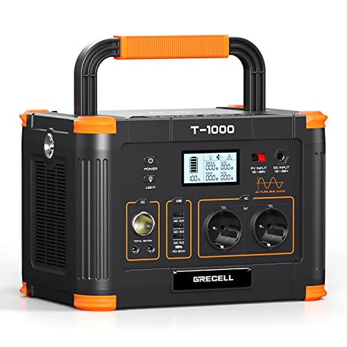 GRECELL Portable 1000 W Power Station, 999 Wh Lithium Batterie Solar Generator, 10 Ports Mobile Power Generator für den Außenbereich mit AC/DC/USB, Power Station für Camping, Notfälle(1000W), T-1000 GRECELL Portable 1000 W Power Station, 999 Wh Lithium Batterie Solar Generator, 10 Ports Mobile Power Generator für den Außenbereich mit AC/DC/USB, Power Station für Camping, Notfälle(1000W), T-1000 von GRECELL