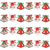 24 Weihnachts-Bonbonschachteln, dreieckige Schachteln mit Bändern für Kekse und kleine Geschenke, Weihnachtsdekoration von GRECQUEMYTH