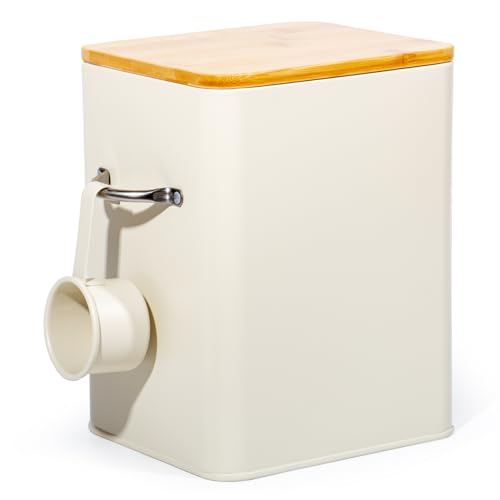 GREELUE 6.5L Waschmittel Aufbewahrung mit Dosierlöffel, Waschpulver Box, Futter Container, Aufbewahrungsbox für Kekse, Kaffeebohnen, Tierfutter (Beige) von GREELUE