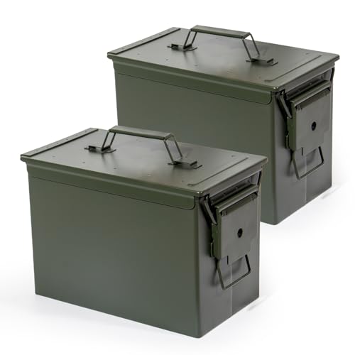GREELUE Munitionskiste, US Ammo Box, Patronenbox, Aufbewahrungsbox für Lithiumbatterien, Munition (Armeegrün-30cm*2) von GREELUE
