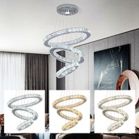 3 Farben in einer luxuriösen modernen Kristallleuchter-LED-Pendelleuchte diy verstellbare Deckenleuchte aus Edelstahl mit 3 Ringen von GREELUSTR