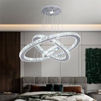 Greelustr - Moderne Kristall-Kronleuchter, 3 Ringe Kristall hängende LED-Pendelleuchte diy verstellbare Edelstahl-Kronleuchter für Wohnzimmer, von GREELUSTR