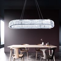 Greelustr - Kristall led Deckenleuchte Oval Kronleuchter Deckenlampe Edelstahl Pendelleucht Kaltes Weiß von GREELUSTR