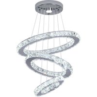Led 3 Ringe Kronleuchter Moderne Kristall Pendelleuchte Edelstahl Deckenleuchte für Schlafzimmer Haus Flur, Kaltweiß von GREELUSTR