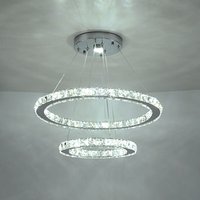 Greelustr - Moderner LED-Kristallleuchter 2 Ringe Edelstahl-Deckenleuchte 45W LED-Kronleuchter für Esszimmer, Wohnzimmer, Schlafzimmer (zwei Farben) von GREELUSTR