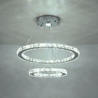 Moderner LED-Kristallleuchter 2 Ringe Edelstahl-Deckenleuchte 45W LED-Kronleuchter für Esszimmer, Wohnzimmer, Schlafzimmer (zwei Farben) von GREELUSTR