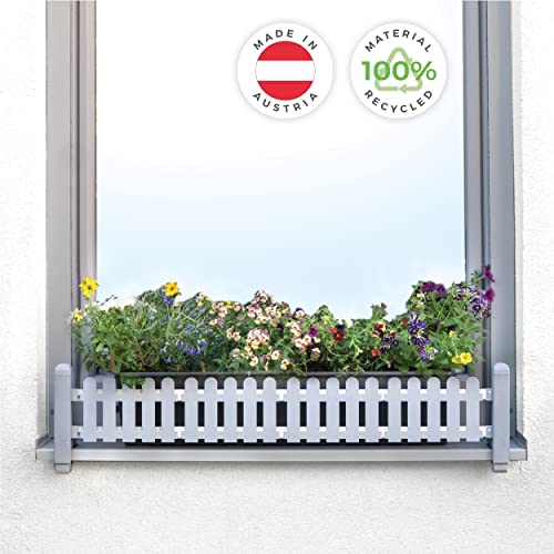 GREEN CREATIONS Blumenkastenhalterung masu Basis-Set passt auf Jede Fensterbank von 78 cm bis 140 cm ohne Bohren, ohne Beschädigung der Fassade (Basisset: Classic, Signalgrau) von GREEN CREATIONS