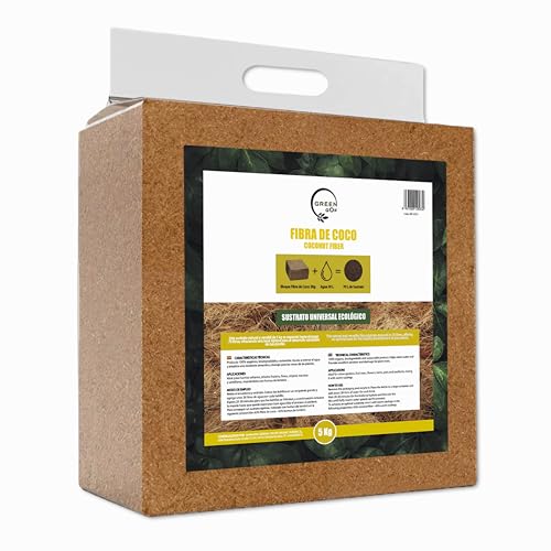 Green GOF Bio-Kokosfaser Block 5 kg (70 l) – Verdichteter Ziegelstein. Substrat 100% natürlichen Ursprungs. Empfohlen für Stadtgärten, Terrarien, alle Arten von Pflanzen und Wurmkomposter. von GREEN GOF