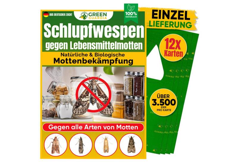 GREEN GUARDIA Insektenvernichter Schlupfwespen gegen Lebensmittelmotten, 1-25 Karten -Einzellieferung-, Effektiv Motten bekämpfen/Umweltfreundliche Alternative zu Mottenfalle von GREEN GUARDIA