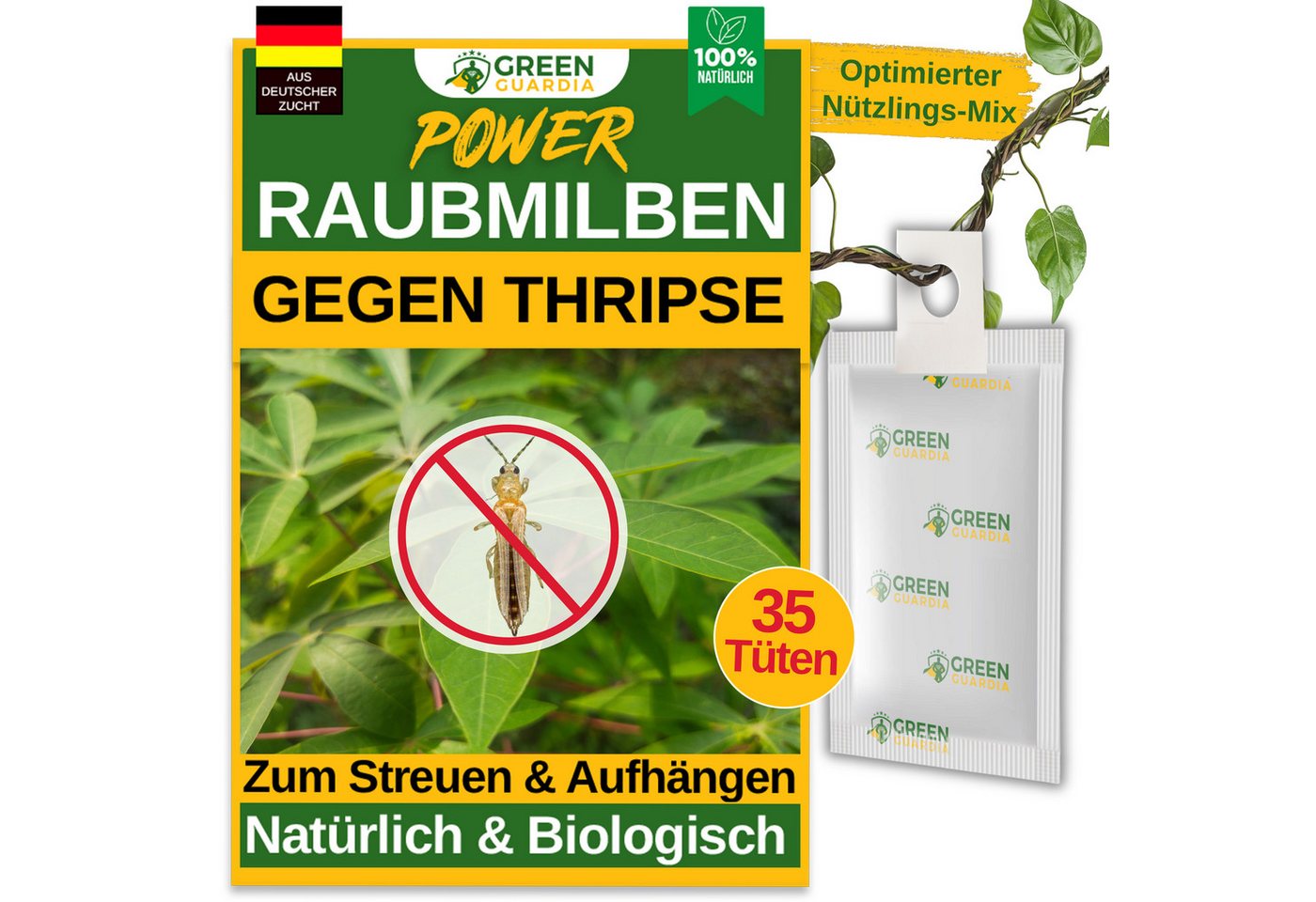 GREEN GUARDIA Insektenvernichtungsmittel Raubmilben gegen Thripse - 1 - 50 Tüten zum Aufhängen oder Streuen, 35-St., 35x Tüten, effektive und umweltfreundliche Alternative Schädlinge zu bekämpfen GREEN GUARDIA Insektenvernichtungsmittel Raubmilben gegen Thripse - 1 - 50 Tüten zum Aufhängen oder Streuen, 35-St., 35x Tüten, effektive und umweltfreundliche Alternative Schädlinge zu bekämpfen von GREEN GUARDIA