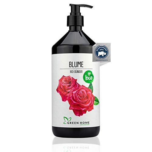 Green Home Blumen- & Rosendünger 1 Liter | Rosendünger Flüssig für kräftige Blüten | Langzeitdünger für Rosen und Blumen | Blumendünger | Fördert Blütenbildung & Wurzelwachstum von GREEN HOME LOVE NATURE