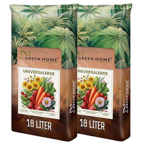 Green Home Universalerde 36L - für Zimmerpflanzen, Balkon und Garten. Strukturstabil mit Perlite und Kokosfaser. Ist als Blumenerde, Tomatenerde, Kräutererde und Erde Gemüsepflanzen geeignet von GREEN HOME LOVE NATURE