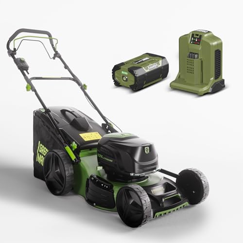 GREEN MACHINE 62V Akku-Rasenmäher, 46 cm 60L Selbstfahrender Stahlrahmen, Klappbar mit LED, Bürstenloser Motor, 4,0Ah Akku und Ladegerät enthalten von GREEN MACHINE
