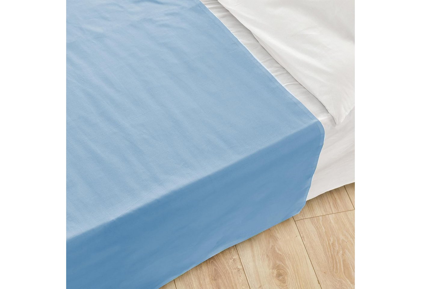 Betttuch klassisches Bettlaken, GREEN MARK Textilien, 100% Baumwolle, Gummizug: ohne, (1 Stück), weich und pflegeleicht, viele Variationen, 150x250 cm, Hell blau von GREEN MARK Textilien